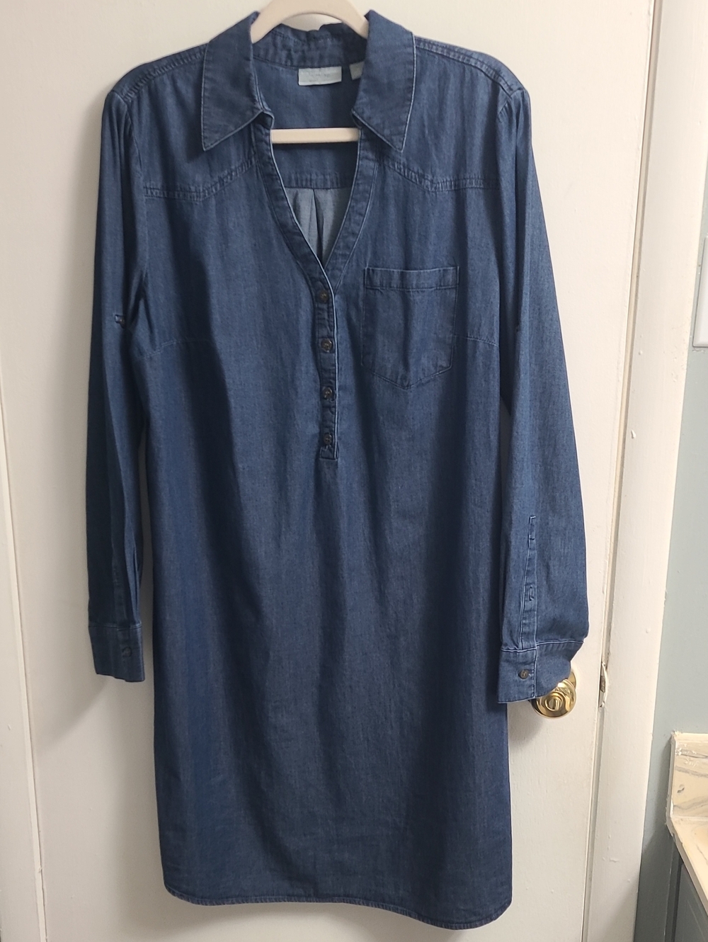 NWOT New York & Company Women's Casual Comfy Trendy Blue Denim Shirt Dress Sz XL